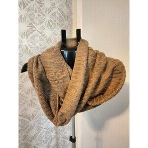 knit winter infinity scarf - tan